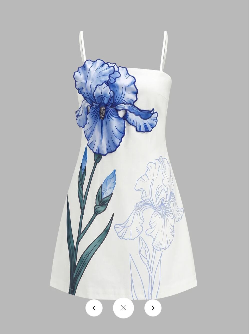 NWT Commense 3D Iris Appliqué Cami Mini Dress Sz XS
